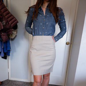 Embroidered chambray button up